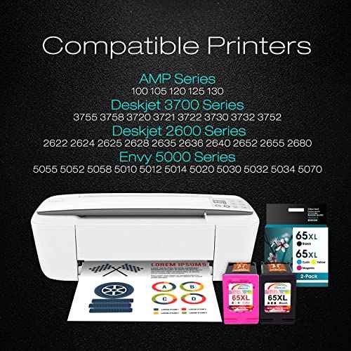 ESTON Black Ink 65XL Ink Cartridges Combo Pack Compatible for Ink 65 High Yield Work with Envy 5055 5000 5070 5052 5014, DeskJet 3772 3755 3722 3752 3700 2600 (2-Pack, 2 Black) (65XL-1)