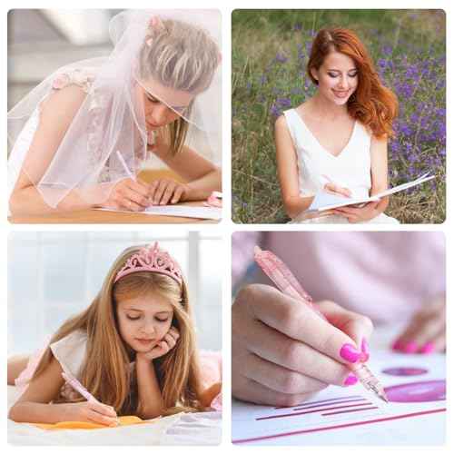 10 Count Pastel Gel Ink Pen Set,Cute Note Taking 0.5mm Fine Point Retractable 10 Count Black Ink Pens with for Writing, Journaling, School, Office (Pink)