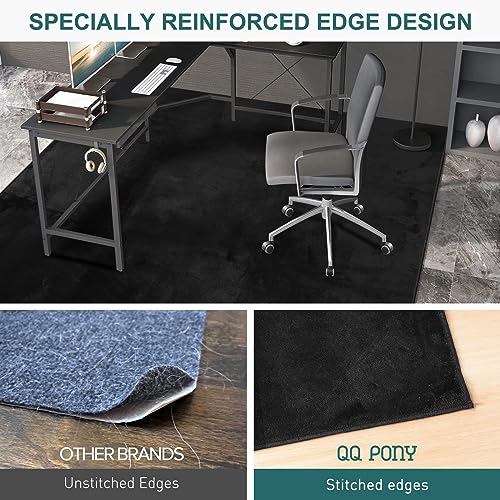 Office Chair Mat, 75" x 60" Large Chair Mat for Hard Floors, Flannel Fabric Area Rug for Hard Surface, Floor Protector Under Desk Mat for Home Office (Black)