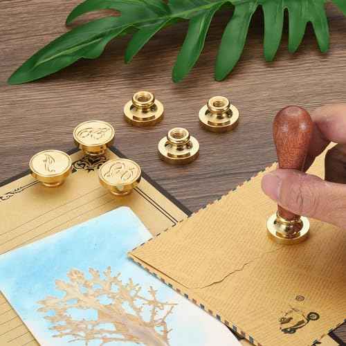 PATIKIL Alphabet Wax Seal Stamp Kit, 26 Letters A-Z Sealing Wax Stamp with 2pcs Wooden Handles, Gift Box Letter Initial Brass Head Vintage, Style 3