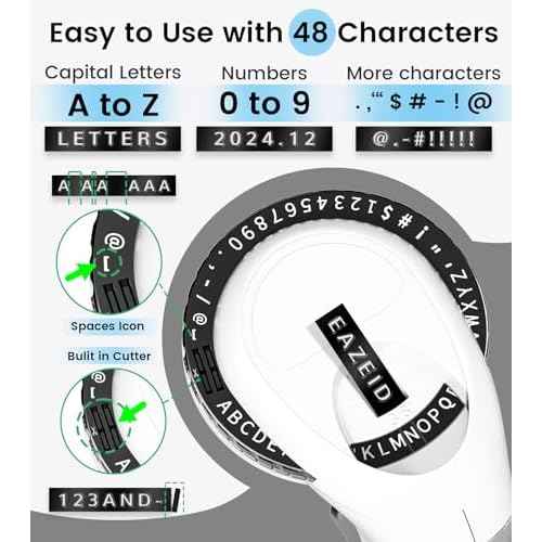Embossing Label Maker Machine with Tapes, Vintage Manual Label Maker Embossed, Retro 3D Embosser Old School Labeler with 3 Rolls 9mm Labels-Waterproof for Home Office Kids DIY Craft Scrapbook