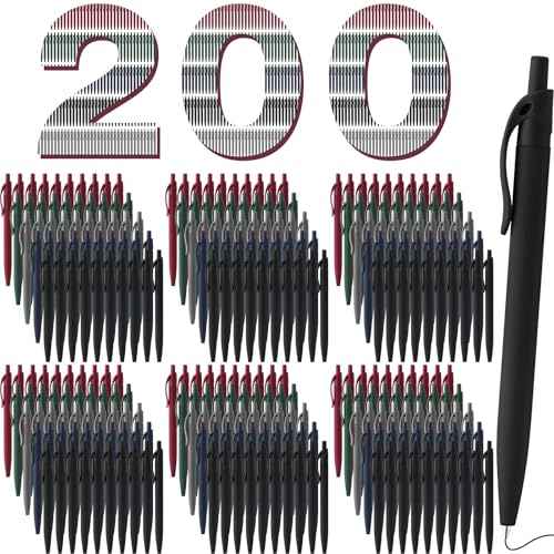 200 Pack Black Pens Bulk Retractable No Bleed Click Black Ink Smooth Writing Ballpoint Pens for School Office Supplies, 1.0mm