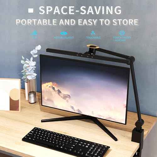 LED Desk Lamp with Clamp,Monitor Light Bar,Eye-Caring Desk Light,Ultra High Definition and Brightness Table Light,5 Modes 20 Brightness,No Screen Glare&Reduce Eye Fatigue for Reading,Study.