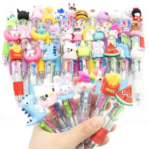 32Pcs Fun Pens for Kids Multicolor Pen in One 4-in-1, Cute Pens Bulk Kawaii Cool Ballpoint Pens for Kids Birthdays Gifts and Students Prizes