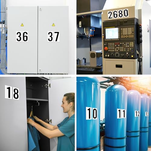 500 Pcs 3.5"H Placard Vinyl Numbering Kit Permanent Self Adhesive White-Back Vinyl with Black Numbers Stickers Waterproof Numbers, 50 Decals of Numbers 0-9, for Trailer Numbers Equipment Seats