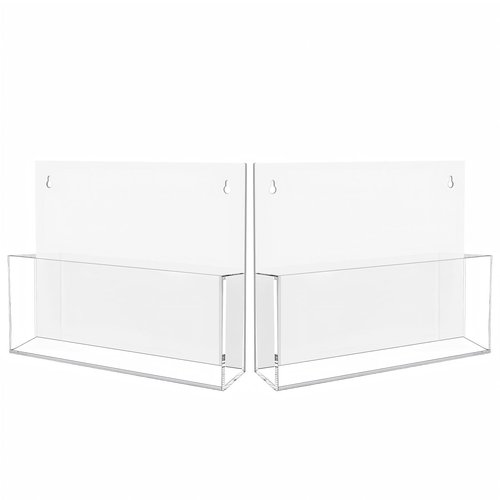 JUESHA 2 Pack Clear Acrylic File Holder Wall Mount Self Adhesive, Legal Size Hanging Paper Organizer, Wall Pocket File Holder Storage for Letter Folder Brochure Magazine Bookshelf Literature Display