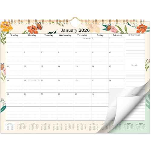 Wall Calendar 2026-2027, 18 Month Large Calendar from January 2026 to June 2027£¬11.6" x 14.5" Monthly Calendar Thick Paper, Hanging Calendar Spiral Binding Perfect for Home or Office Planning,Floral