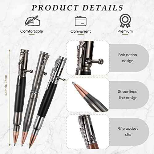 Crtiin Bullet Pens for Men Bolt Action Ballpoint for Gun Lover with Pen Gift Box and Black Ink Refills Father's Day Thanksgiving Day Christmas Office Decor Gift