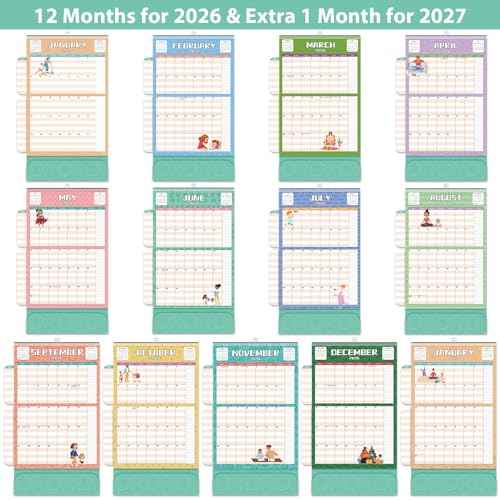 2026 Calendar - Mom Calendar 2026, Magnetic Calendars for Refrigerator, Jan.2026 - Dec.2026, 11.81"x12.38", Family Calendars 2026, Fold-out Wings, Large Pocket, Hanging Hook