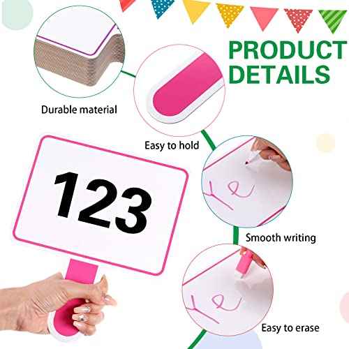 Crtiin 80 Pcs Colorful Dry Erase Paddles Set Include 40 Dry Erase Paddles with 40 Markers Double Sided Handheld Whiteboard for Answer Numbers Voting Blank Fans(Rectangle)