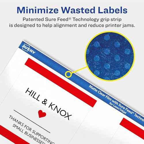 Avery Matte Clear Square Labels, Sure Feed Technology, 3" x 3", 150 Matte Clear Labels, Print-to-The-Edge, Laser/Inkjet Printable