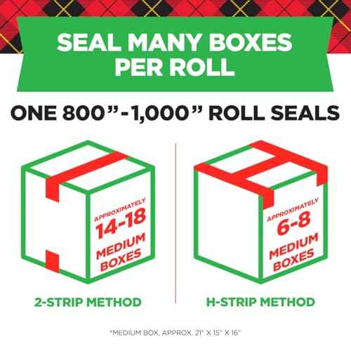 Scotch Tough Grip Packing Tape, Clear, Moving Tape That Secures Boxes up to 80 Pounds, Holiday Shipping Tape for Large Boxes, 1.88 in. x 22.2 yd., 6 Tape Rolls with Dispensers