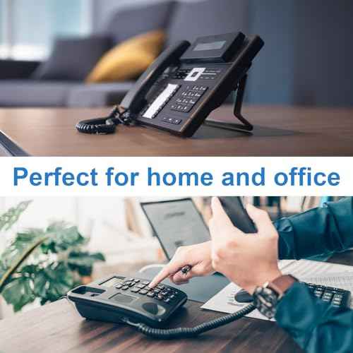 2 Pack Phone Cord for Landline, 12Ft Uncoiled Telephone Cords for Landline Phones, Handset Cord Universally Compatible, Black