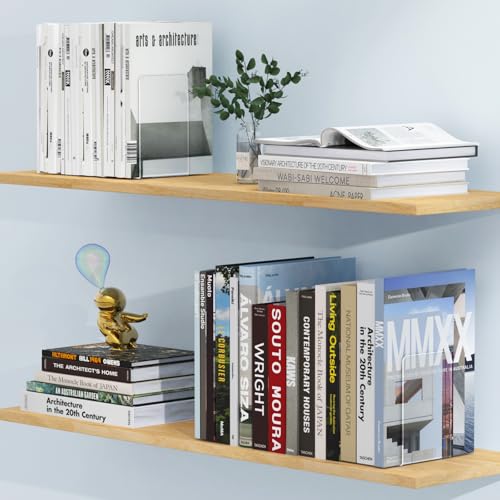 Clear Acrylic Bookends 4 Pcs - Sturdy L-Shaped Organizer for Shelves - Dooiclear