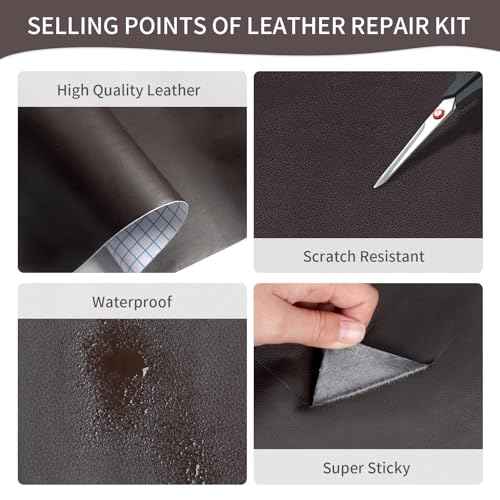 Leather Repair Tape Self-Adhesive Leather Repair Patch for Couch Furniture Sofas Car Seats Advanced PU Vinyl Leather Repair Kit (Dark Brown, 17X118 inch)