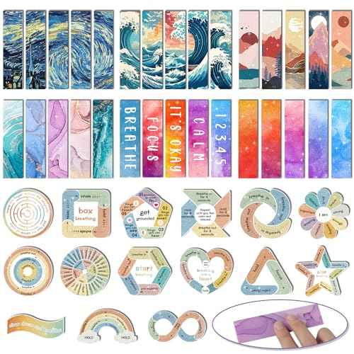 45PCS Calming Strips for Anxiety Sensory Stickers Anxiety Relief Items Mental Health Stickers for Office Classroom Relieve Stress Sensory Sticker Textures 30 Sensory Strips 15 Special Shapes