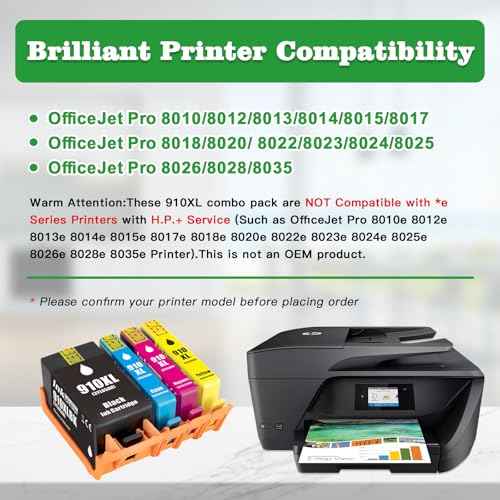 GREENARK Compatible 910xl Ink cartridges 910 XL Replacement for OfficeJet 8010 8012 8013 8014 8015 8017 8018 8020 8022 8023 8024 8025 8026 8028 8035 Printer. (NOT Compatible with e Series Printer)