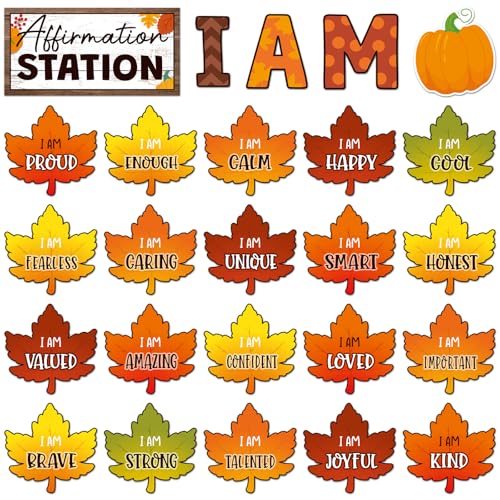 Frienda Fall Leaves Affirmation Bulletin Board Set - 25 Pieces Classroom Decor