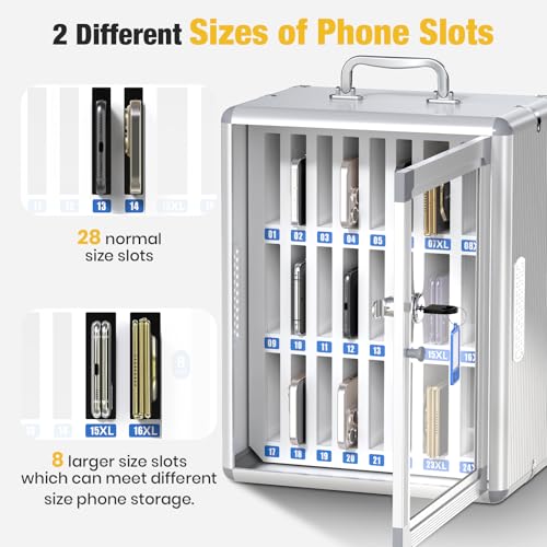 36 Slots Cell Phone Storage Locker for Classroom, Portable with Key