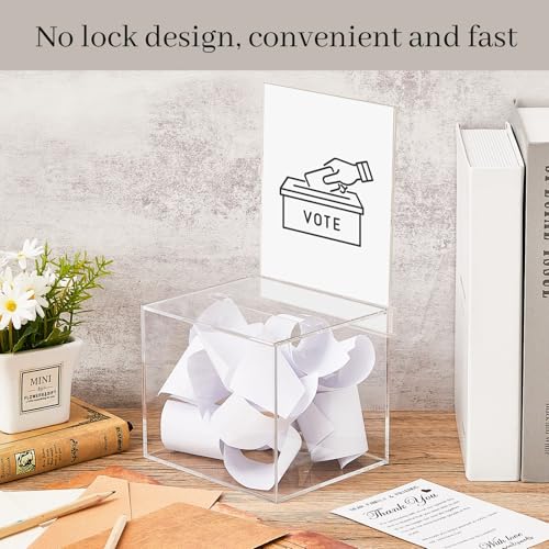 Bucherry 3 Pcs Clear Acrylic Donation Box with Slot, 6x5x5 Inch - Variation 3