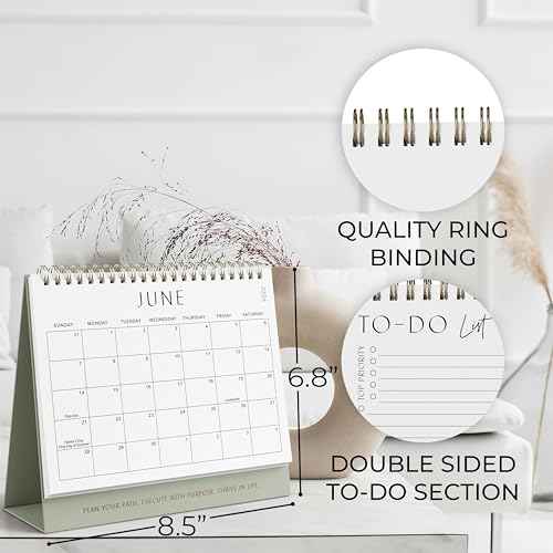 Aesthetic Desk Calendar 2025-2026 - Runs from June 2025 until December 2026 - Beautiful Small Flip Desktop Calendar for Easy Organizing
