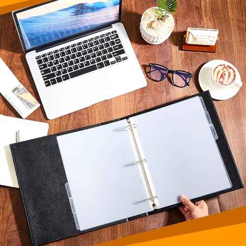 Skyygemm 2 Pcs Estate Planning Portfolio Binder PU Leather 3 Ring Binders with Gold Title and Index Tab Dividers, 11'' x 11.8'' x 2.4'' Estate Planning Organizer (Black)