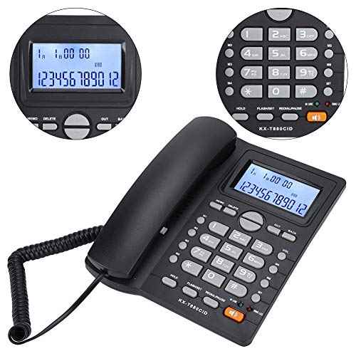 Corded Phone, Desktop Landline Telephone Wired Phone for Home Office Hotel Use, Speakerphone, Caller ID Display, Hands Calling (Black)