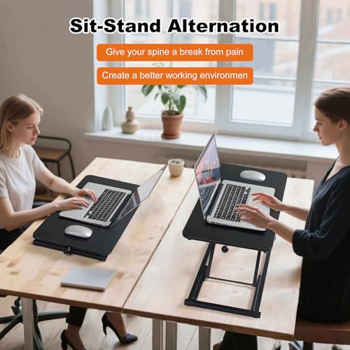 Height Adjustable Standing Desk Converter,Keyboard Riser for Stand Up Desk Riser,Computer Keyboard Stand for Desktop,Computer Workstations Home Office Portable Table Black Size 23.6 Inch
