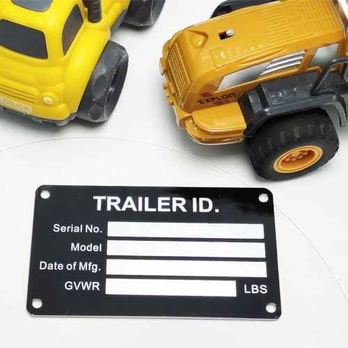 Trailer VIN ID Plate Data TAG Blank Model Identification VIN Serial Number, Model, Date of MFG and GVWR, Tailgating id Plate for Cargo Carriers Trucks Boats (5 PCS., Trailer ID., 3.74x2.16)