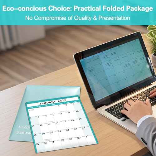 32" x 48" 2026 Wall Calendar, Folded Wet & Dry Erase Wall Calendar 12 Month, Annual Yearly Planner Yearly Laminated Calendar 2026 Horizontal/Vertical, with Julian Dates