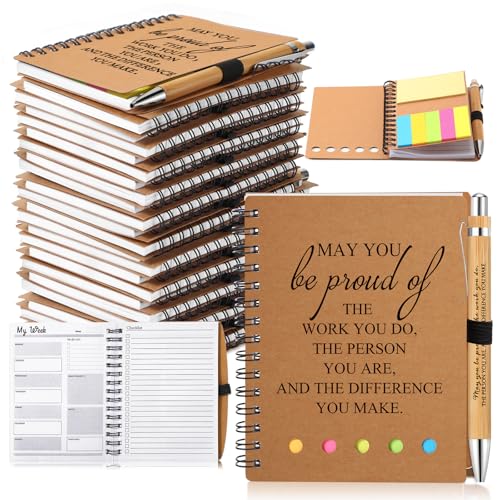 30 Sets Inspirational Notebook Bulk Christmas Employee Appreciation Gifts Spiral Weekly Planner Notebook with Sticky Note bamboo Pens for Holiday Coworker Nurse Staff (May You Be Proud)