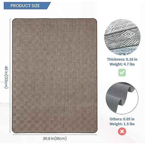 Chair Mat for Hardwood & Tile Floor, 36" x 48" Heavy Duty Office Chair Mat for Rolling Chairs, Anti Slip, Non-Curve, Floor Protector for Home Office, Brown Square