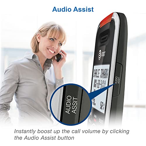 AT&T BL102-2 DECT 6.0 2-Handset Cordless Phone with Answering Machine, Call Blocking, Caller ID, Audio Assist, Intercom – Silver/Black