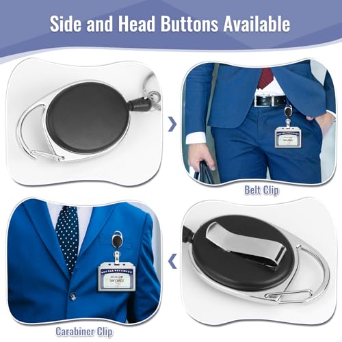 80 Pcs Badge Reels Retractable Bulk ID Badge Holders Retractable Lanyards with Carabiner Reel Clip for Keys, Badge Name Card Holders