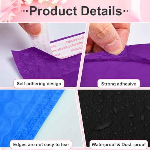 Henoyso 162 Pcs Colored Small Bubble Mailers 4x6 Inch Poly Shipping Envelopes Bulk Adhesive Shipping Bags Cushioning Padded for Mailing Packaging (Dark Purple, Dark Blue, Black)