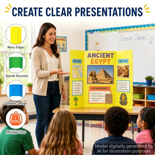 Colorful 6 Pack 24x16 Inch Tri-Fold Poster Boards for Presentations and Displays