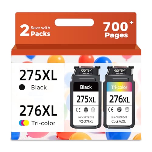 Relcolor Compatible Ink Cartridge Replacement for Canon 275XL 276XL 275 276 XL PG275 CL276 (Black Tricolor, 2-Pack) for TS3522 TR4720 TS3500 TS3520 TR4700 TS3700 TS3720 TS3722 TR4722 Printer