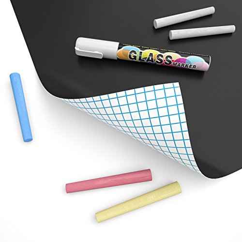 Nicpro Chalkboard Contact Paper Roll, 17.7" X 78.7" (6.5 Feet) Self Adhesive Blackboard Wallpaper, Chalk Paper Classroom Decor Sticker with 1 Marker & 5 Chalk for Home Office School Teacher Suppliers