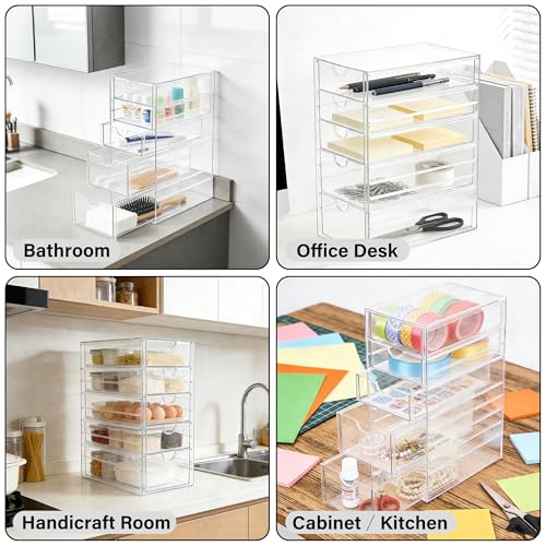 Prsildan 5-Drawer Acrylic Hair Accessories Organizer with Transparent Drawers