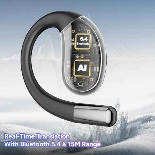 AI Language Translator Earbuds,OWS Real-Time 4-in-1 Translation Earbuds 144 Languages & Accents, Bluetooth 5.4 Translation Device for Travel/Business/Learning (J500plus Black)