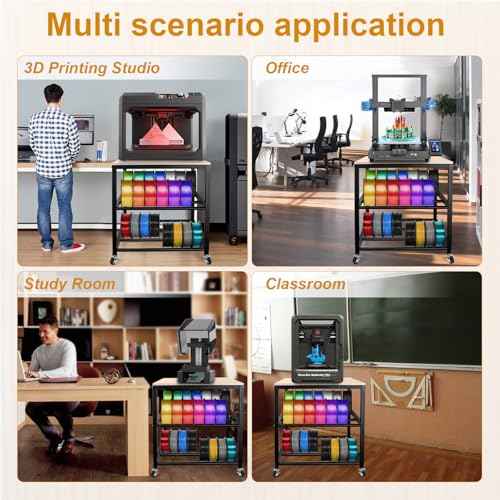 3D Printer Desk Table with Storage, Rolling Wheels ? Sturdy, Spacious Design for 3D Printers, Easy to Move for Home & Office Use