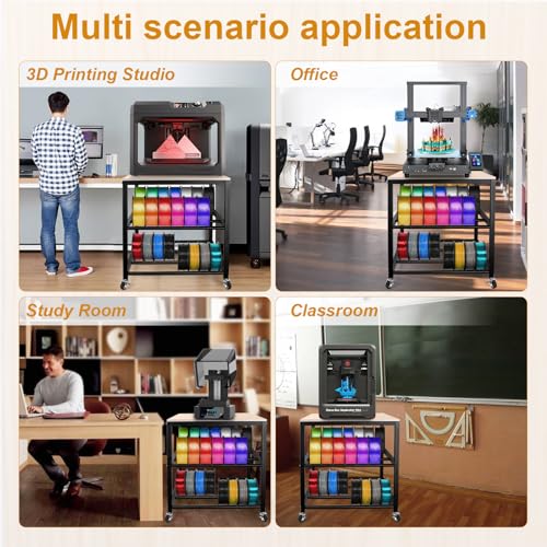 3D Printer Desk Table with Storage, Rolling Wheels ? Sturdy, Spacious Design for 3D Printers, Easy to Move for Home & Office Use