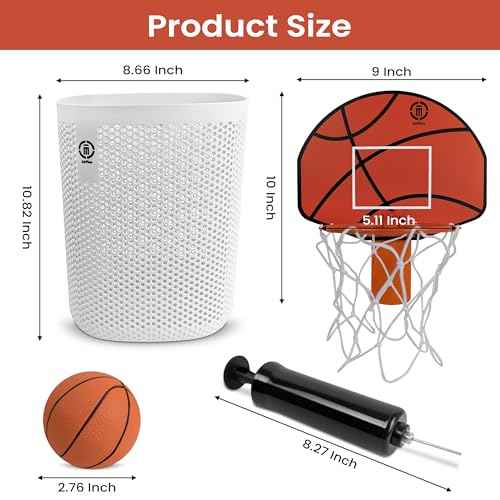 Basketball Trash Can Complete Set ? Perfect Basketball Hoop Trash Can, Fun Indoor Kids Trash Can and Unique Basketball Birthday Gift