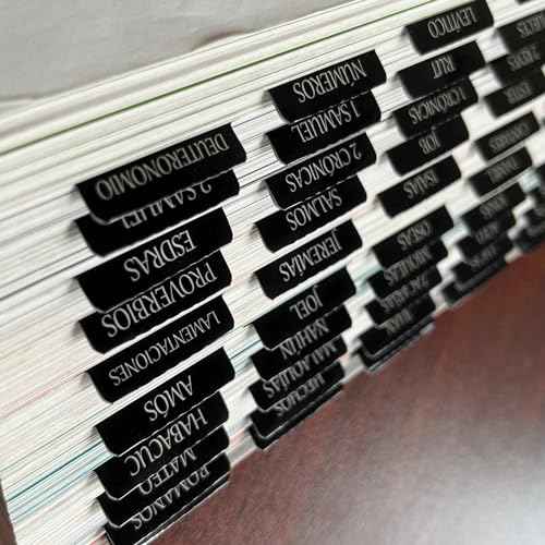 Spanish Laminated Bible Tabs, pesta?as para biblia en espa?ol, Reposition Large Print Stickers, Easy to Read and Apply Bible Tabs for Women and Man (Spanish Black)