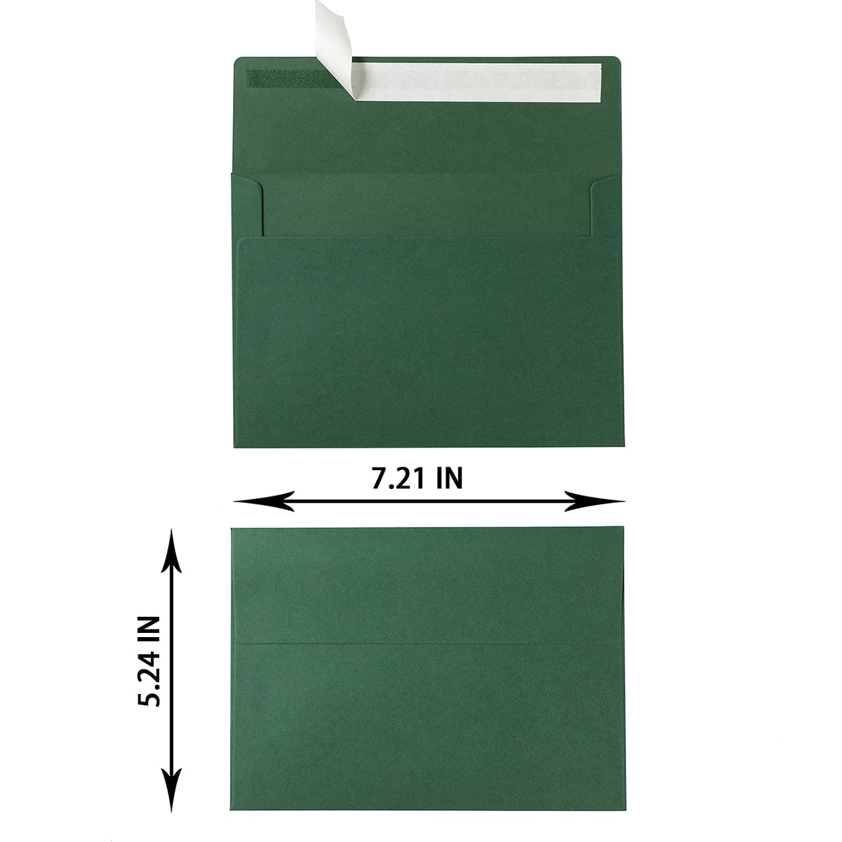 100 Pack A7 Envelopes Self-Adhesive, 5.24 x 7.21 Inches, Dark Green