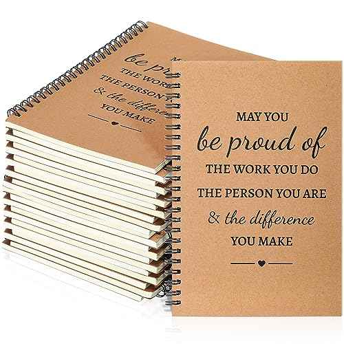 Colarr 24 Pcs A5 Inspirational Spiral Notebook Bulk Appreciation Gift 6x8 Inch Motivational Notepad 100 Page/50sheet Lined College Ruled Journal for Employee Coworker Teacher Nurse (Brown)