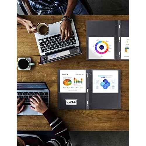 SUNEE 2 Pocket Folders with Prongs (100 Pack, Black), Paper Folders with 2 Pockets and 3 Prongs Fit Letter Size Paper, Folders with Prongs for School Office Home Business