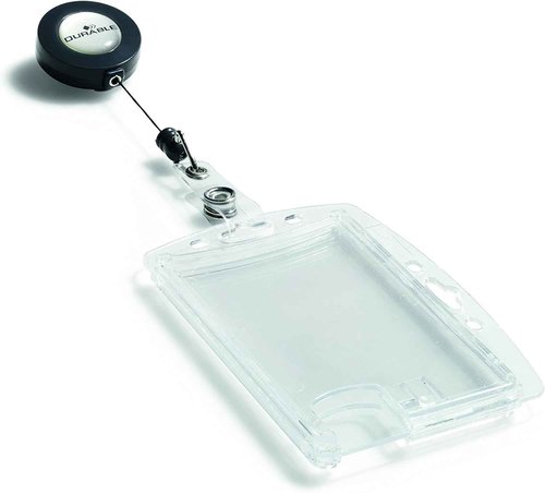 Durable Shell-Style Security ID Pass Holder 2.75" x 4.00" Inches with Retractable Badge Reel Transparent - Pack of 10 Badges - Perfect for Holding Swipe Cards, ID Cards and More.