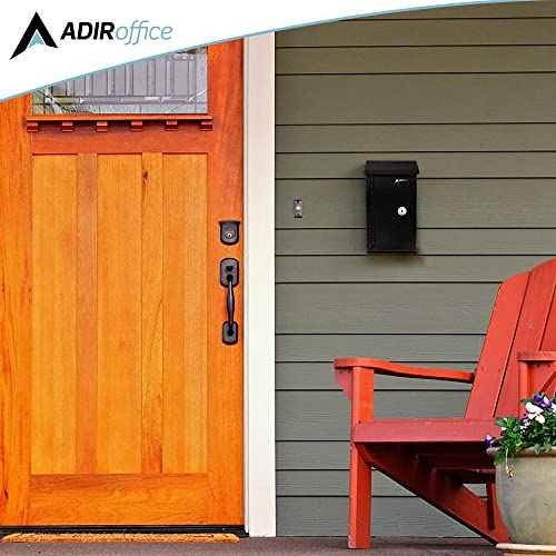 AdirOffice Outdoor Large Key Drop Box - Commercial Grade Heavy-Duty Storage Box - Safe & Secure Parcel & Packages - for Home & Business Use (Black)