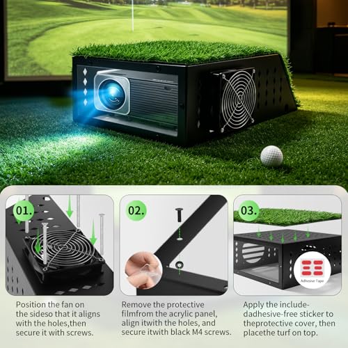 Golf Simulator Projector Enclosure with Cooling Fan & HD Acrylic Panel